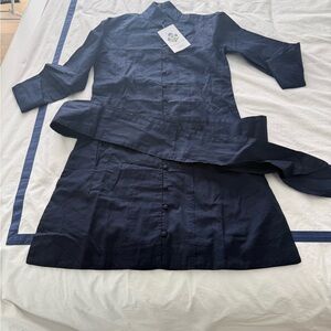 Sue Sartor Marrakech Kaftan Short Blu Cotton NWT Small